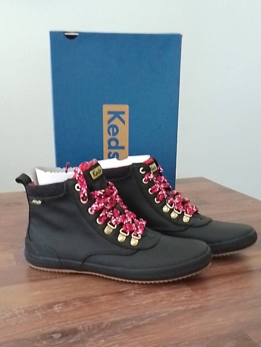 Keds Red and Pink Plaid Fabric Sneaker Lining Booties